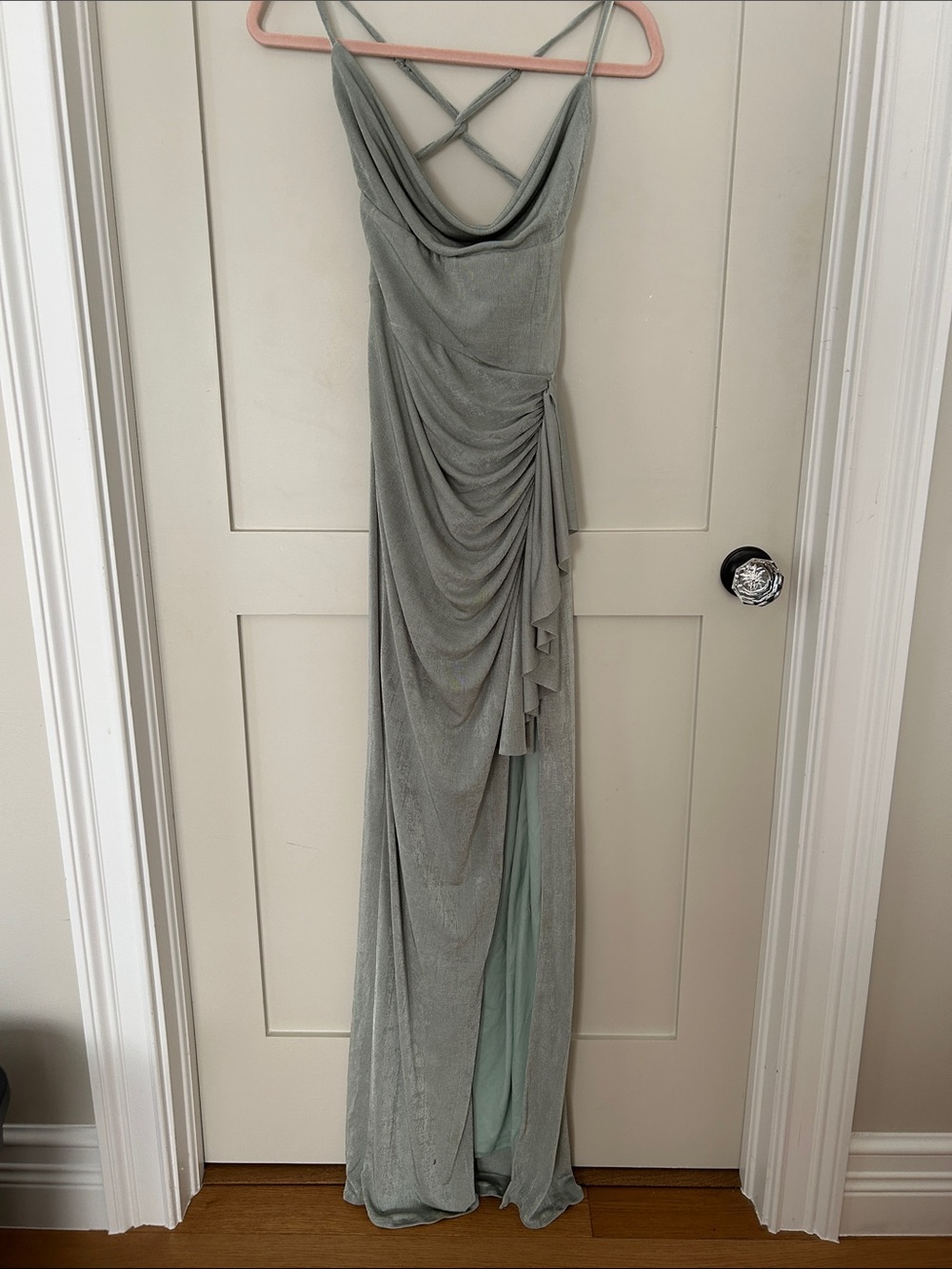Sage Chelsea Maxi Dress by velvi - Light Green Cowl Neck